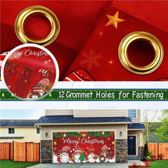 7 x 16 ft Christmas Garage Door Cover, 2025 Holiday Decorations for Double - Picture 3 of 7